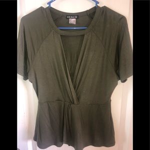 Venus Olive Green Short Sleeve Top